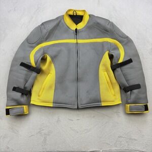 Xelement Jacket Mens XXL Gray Yellow Mesh Padded Moto Racing Biker Full Zip